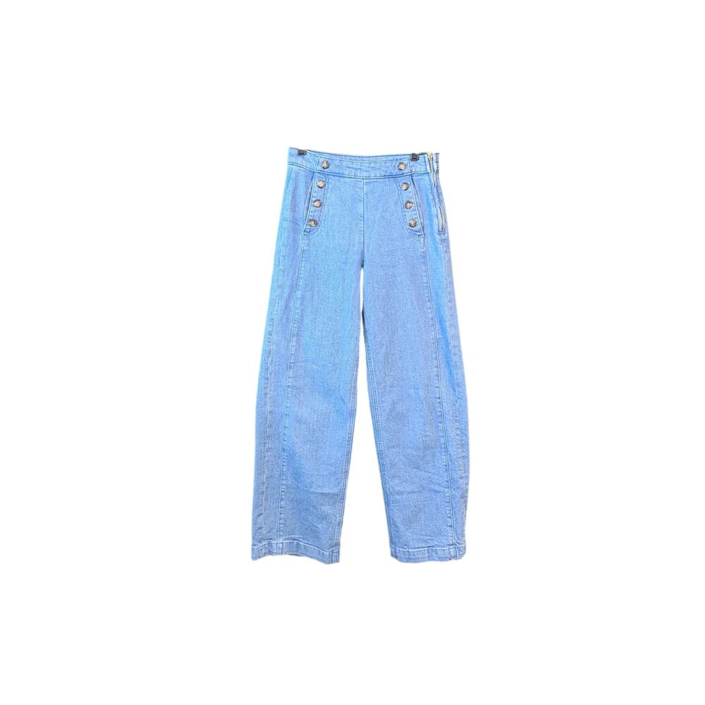 Old Navy Light Blue High-Rise Cropped Wide-Leg sailor Jeans with Button Detail